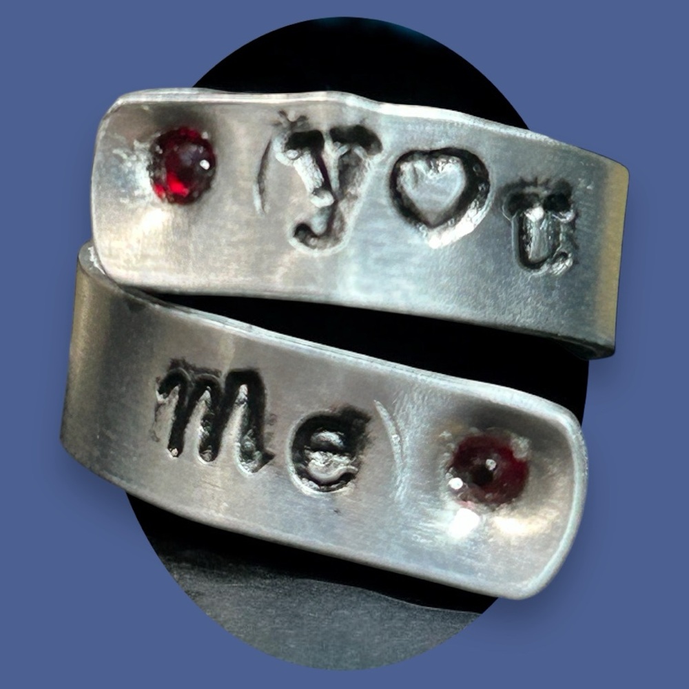 NEW Handmade Silver 'You & Me' Ring with Swarovski Accents